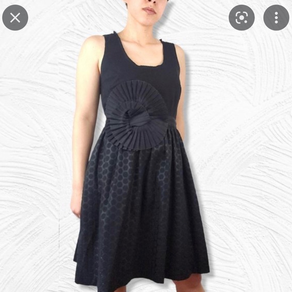 Anthropologie Wendy Katlen Black Polkadot Bow Dress Size 8